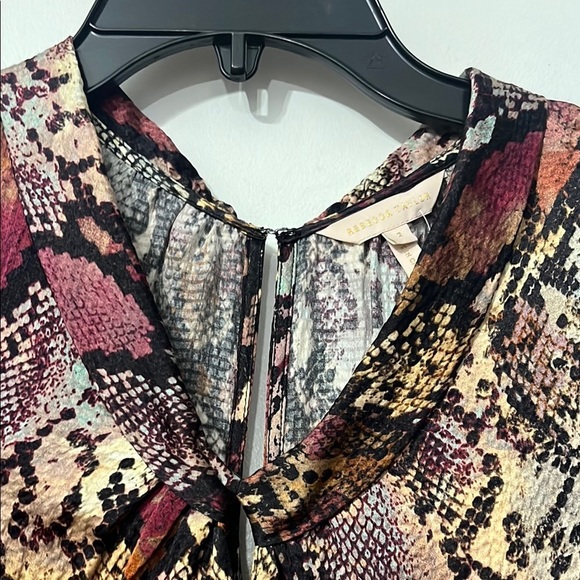 Rebecca Taylor Brown and Pink A-line V-neck Silk Snakeprint Dress Size 2 - Picture 8 of 9
